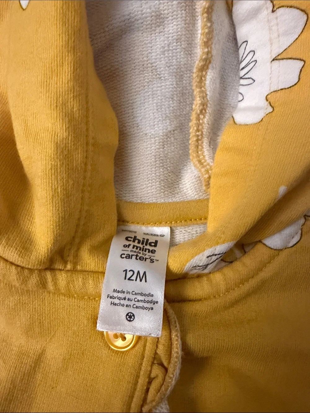Girls' Yellow Floral Hooded jacket